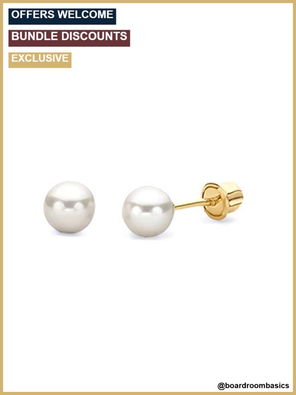14k Real Yellow Gold Freshwater Pearl Screw Back Stud Earrings 4mm